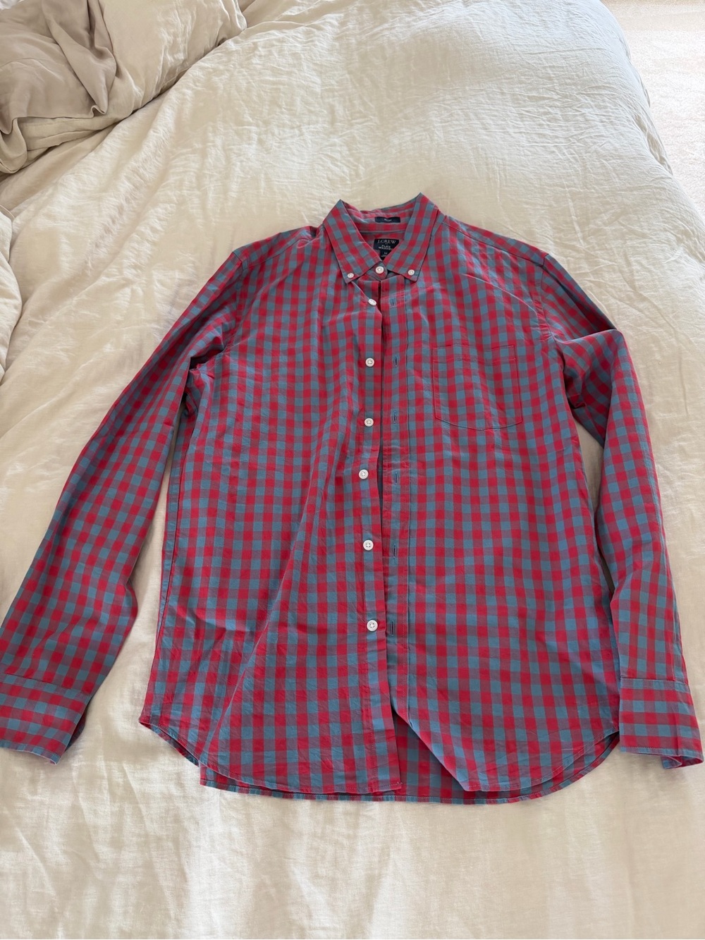 J. Crew Red and Blue Check Button-Down Shirt